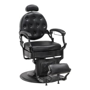 Barbershop Stuhl - Friseurstuhl Friseursessel mit Retro-/ Vintage Stil Mattschwarz 2933BK