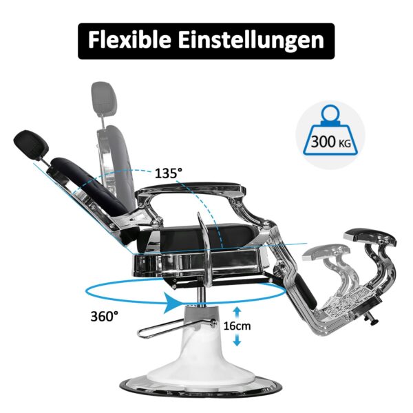 Barbershop Stuhl - Friseurstuhl hydraulische Friseursessel 3866/3860, mit Retro/ Vintage Stil – Bild 2
