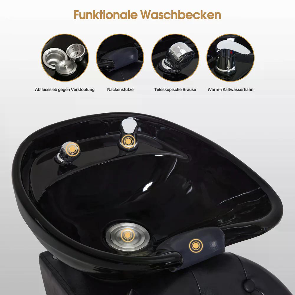 BP Barber Waschplatz Rückwärtswaschbecken Friseurwaschbecken Barber Stil Retro 8653 (Gold-Schwarz) – Bild 6