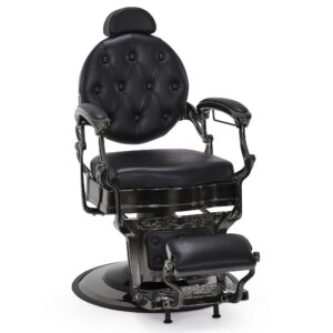 Barbershop Stuhl - Friseurstuhl Friseursessel mit Retro-/ Vintage Stil Schwarz/Titan 2933BK