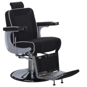Barbershop Stuhl – Barbierstuhl Friseurstuhl Friseursessel mit Retro-/ Vintage Stil Schwarz 3822