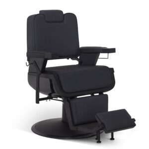 Barbershop Stuhl – Barbierstuhl Friseurstuhl Friseursessel mit Retro-/ Vintage Stil Schwarz 3823