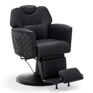 Barberstuhl Frisierstuhl Friseurstuhl mit Kopfstütze und Hydraulische Pumpe 2625 (Schwarz)