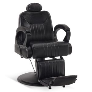 Barberstuhl Frisierstuhl Friseurstuhl mit Kopfstütze und Hydraulische Pumpe 3851 (Schwarz)