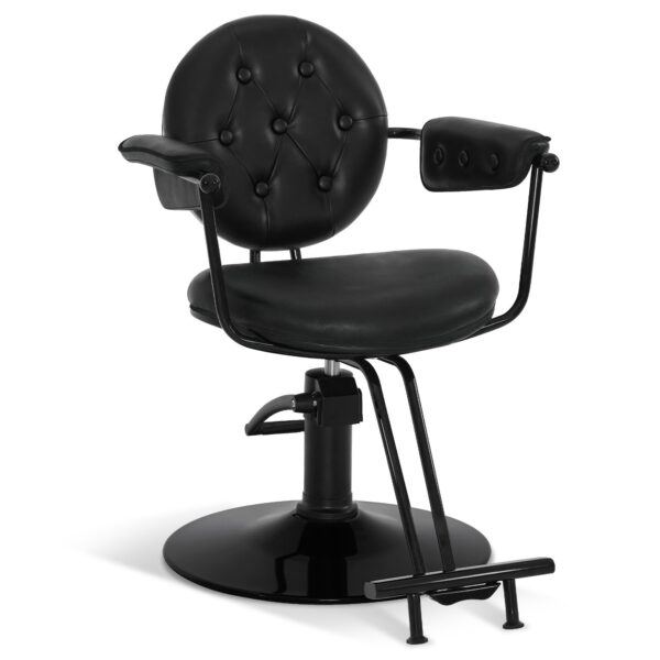Friseurstuhl Damenstuhl Friseur Bedienstuhl mit Fußstütze und Hydraulische Pumpe 3159 (Schwarz)