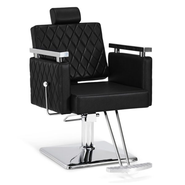 Friseurstuhl Damenstuhl Friseur Bedienstuhl mit Kopfstütze, Fußstütze und Hydraulische Pumpe 2073 (Schwarz)