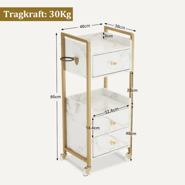 BP Arbeitswagen Friseurwagen Werkzeugwagen Salon Trolley 0022 Weiß – Bild 2