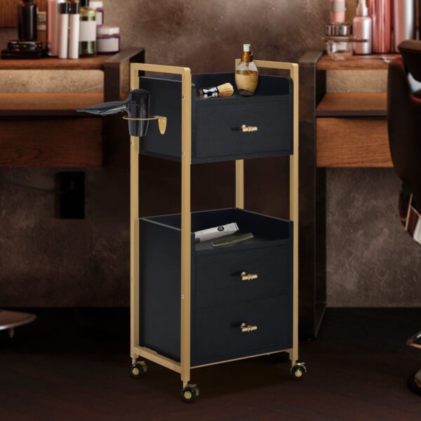 BP Arbeitswagen Friseurwagen Werkzeugwagen Salon Trolley 0022 Schwarz – Bild 4
