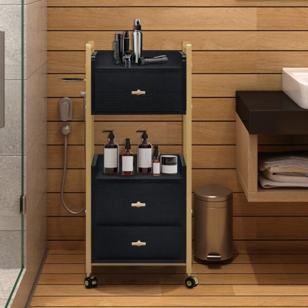 BP Arbeitswagen Friseurwagen Werkzeugwagen Salon Trolley 0022 Schwarz – Bild 6