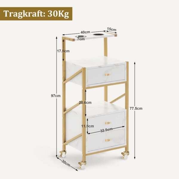 BP Arbeitswagen Friseurwagen Werkzeugwagen Salon Trolley 0048 Weiß – Bild 2