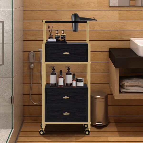 BP Arbeitswagen Friseurwagen Werkzeugwagen Salon Trolley 0048 Schwarz – Bild 7