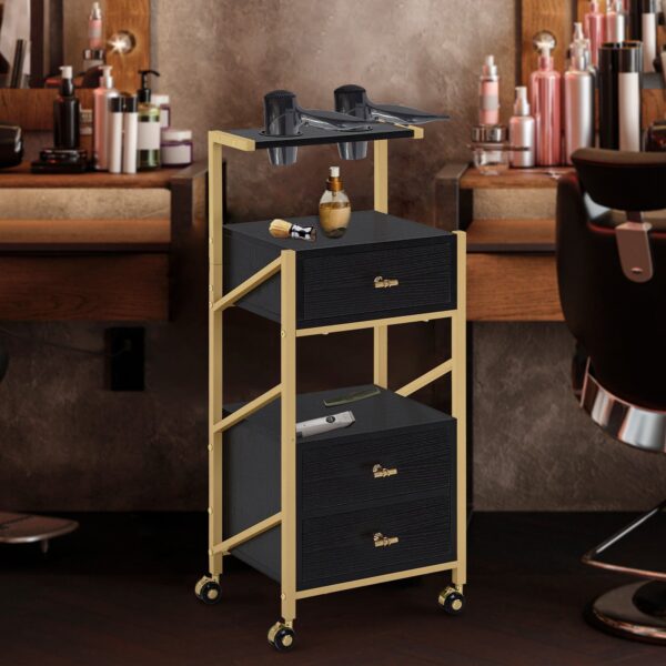 BP Arbeitswagen Friseurwagen Werkzeugwagen Salon Trolley 0048 Schwarz – Bild 8