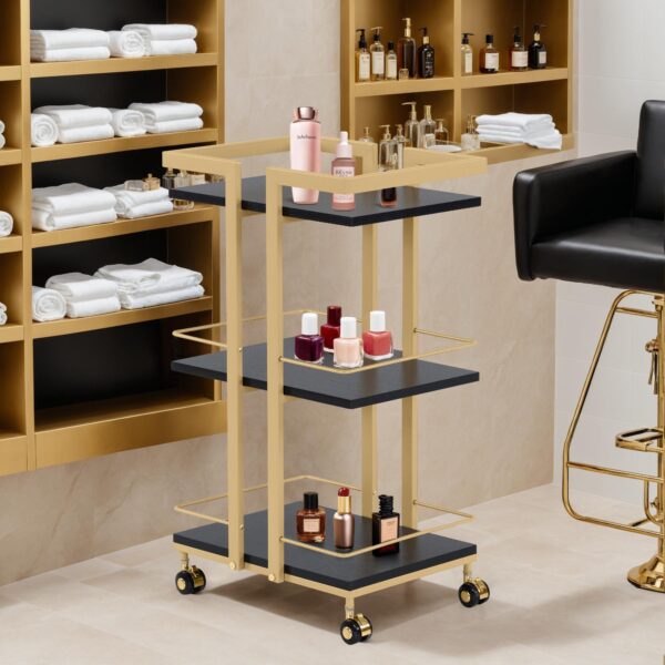 BP Arbeitswagen Friseurwagen Werkzeugwagen Salon Trolley 0033 Schwarz – Bild 7