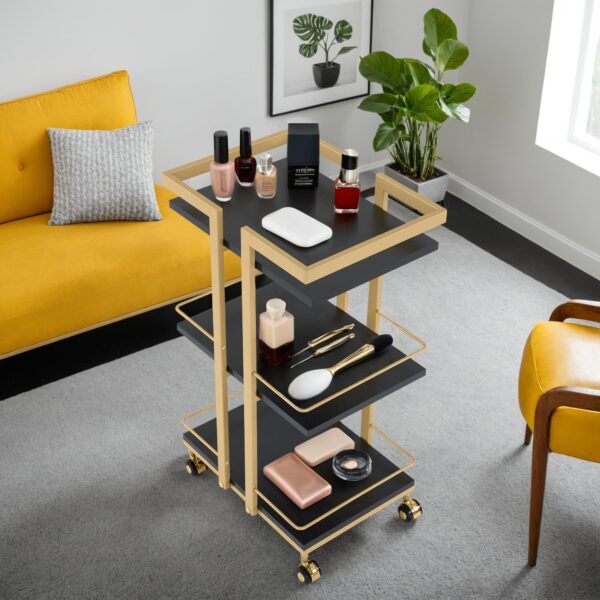BP Arbeitswagen Friseurwagen Werkzeugwagen Salon Trolley 0033 Schwarz – Bild 8