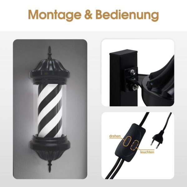 BP Barber Pole Barbierstab Barber Lampe Friseurlampe L054-BL – Bild 2