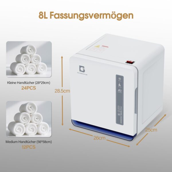 BP Handtuchwärmer mit UV Sterilisator, 8L Handtuchheizkörper Elektrisch bis zu 24 Handtücher für Friseursalon & Kosmetikstudio HW208W – Bild 5