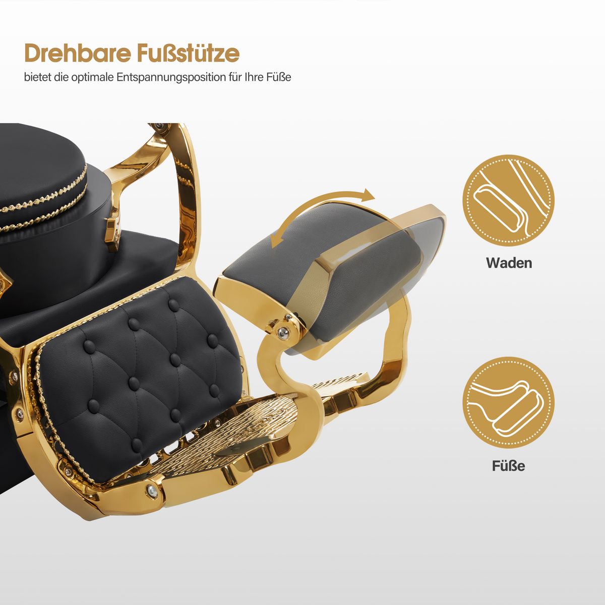 BP Barber Waschplatz Rückwärtswaschbecken Friseurwaschbecken Barber Stil Retro 8024 (Gold-Schwarz) – Bild 6