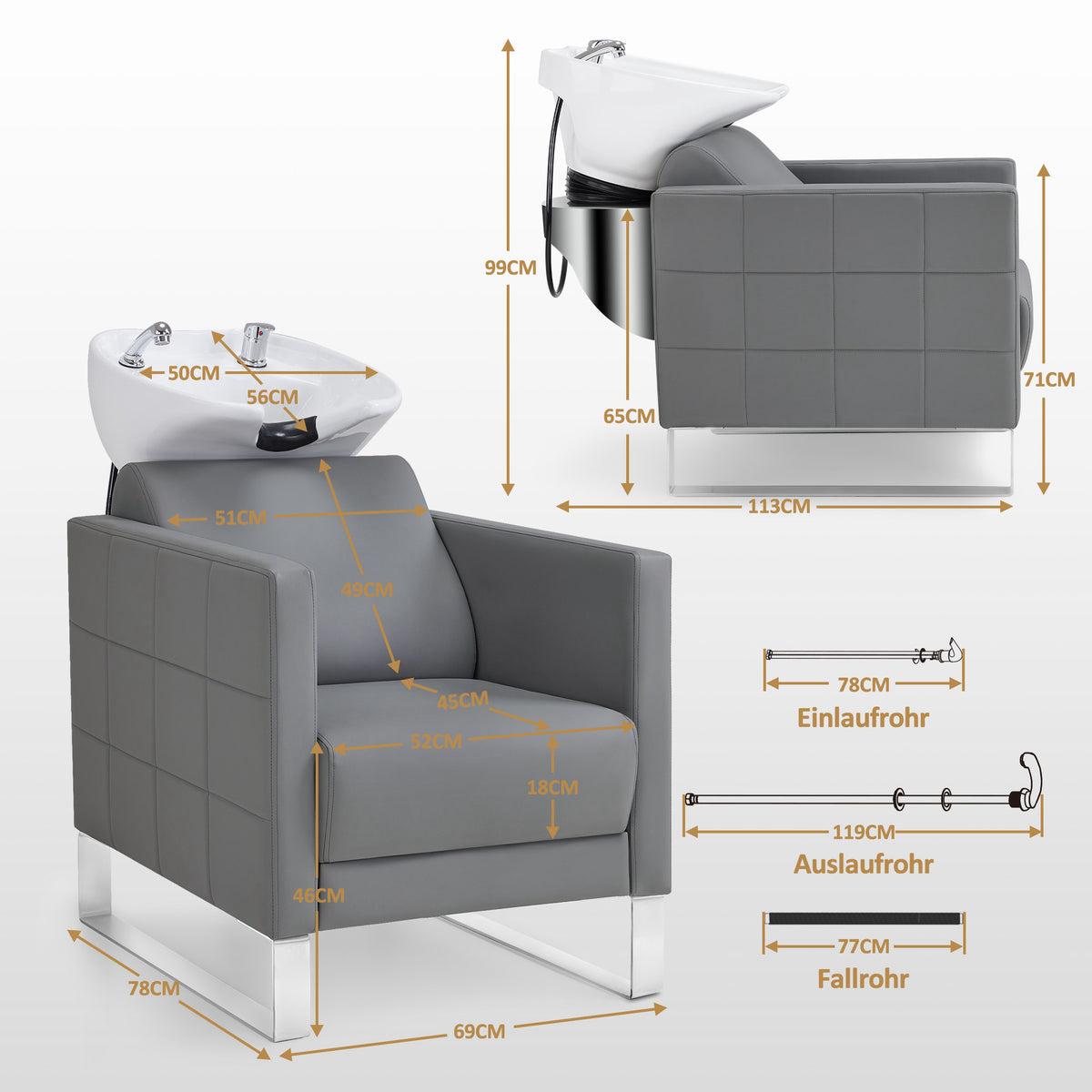 BP Friseurwaschbecken Friseur Waschplatz Waschsessel Rückwärtswaschbecken 8611 (Grau) – Bild 2