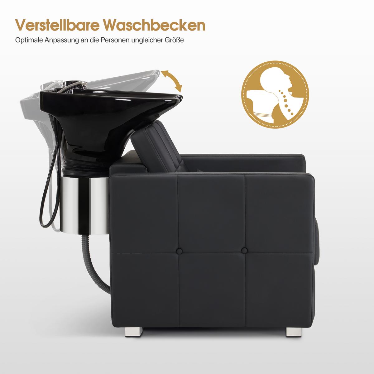 BP Friseurwaschbecken Friseur Waschplatz Waschsessel Rückwärtswaschbecken 8010 (Schwarz) – Bild 2