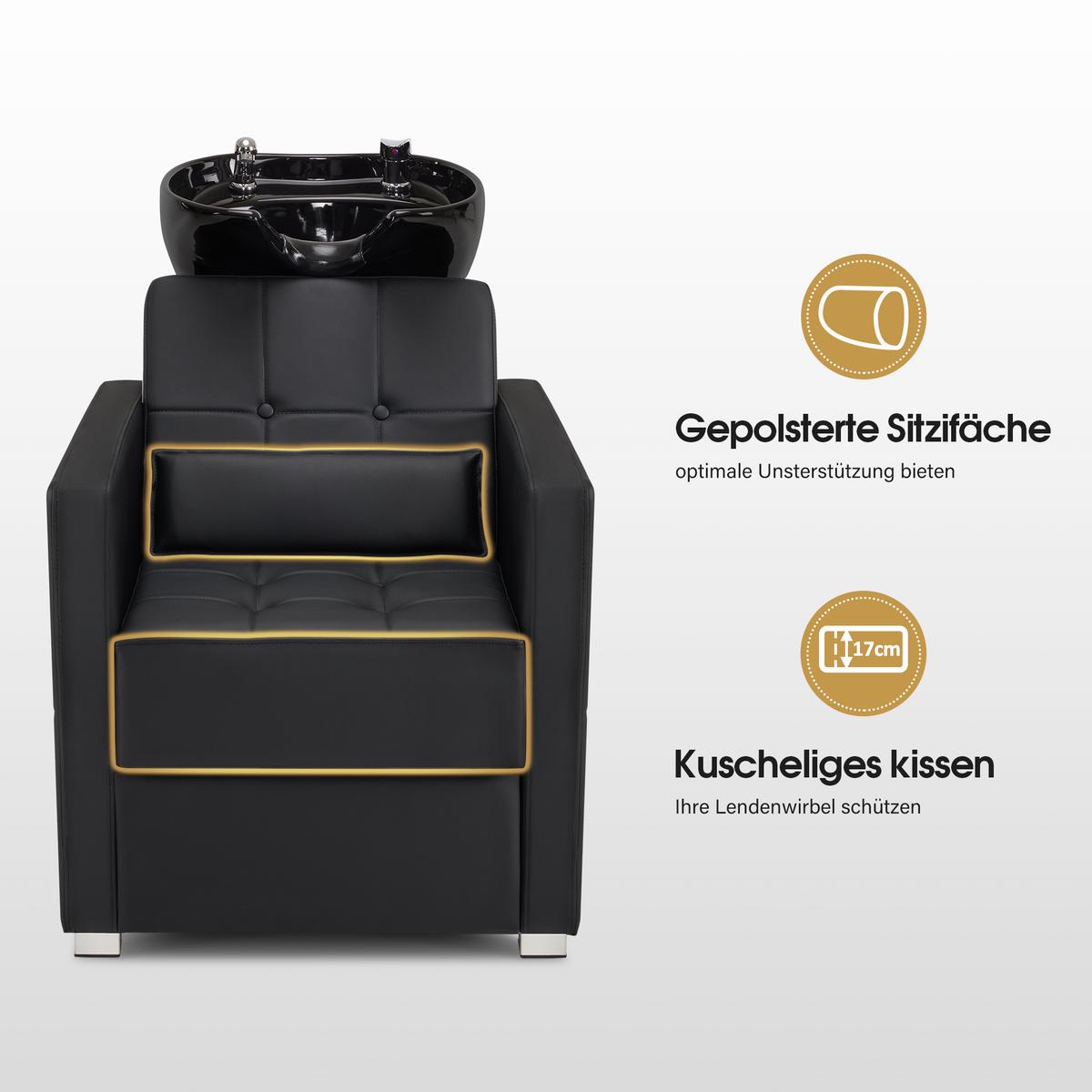 BP Friseurwaschbecken Friseur Waschplatz Waschsessel Rückwärtswaschbecken 8010 (Schwarz) – Bild 3