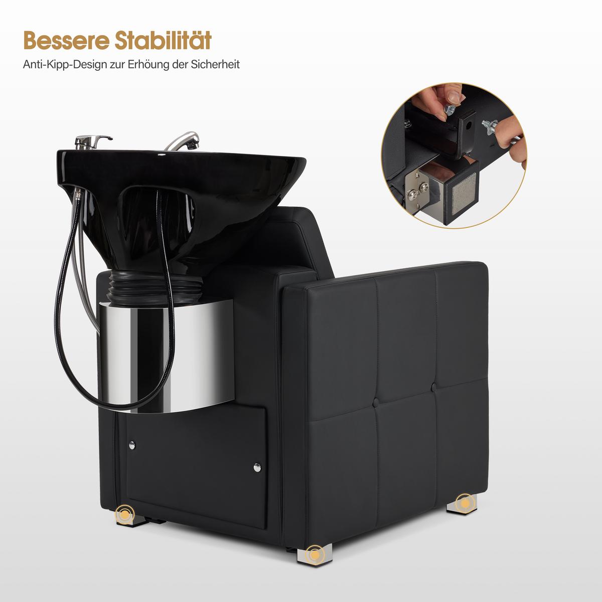 BP Friseurwaschbecken Friseur Waschplatz Waschsessel Rückwärtswaschbecken 8010 (Schwarz) – Bild 4