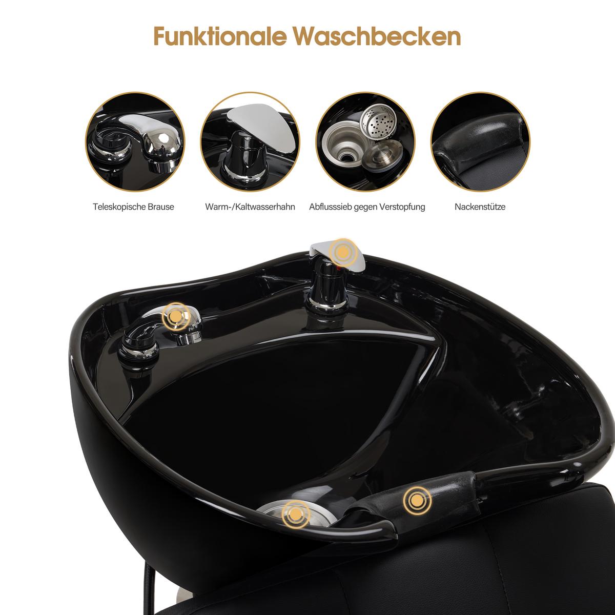 BP Friseurwaschbecken Friseur Waschplatz Waschsessel Rückwärtswaschbecken 8010 (Schwarz) – Bild 6