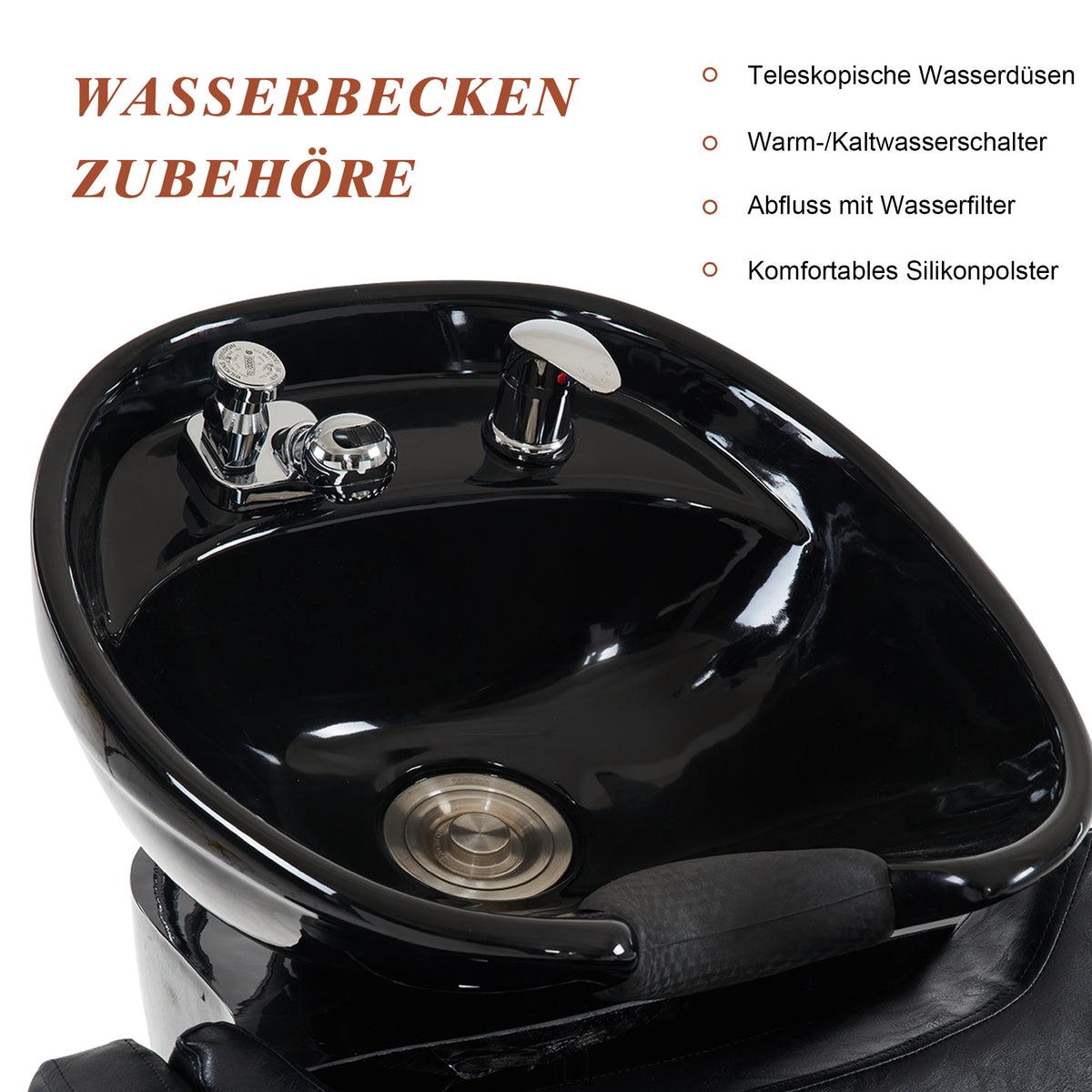 BP Friseurwaschbecken Friseur Waschplatz Waschsessel Rückwärtswaschbecken mit Fußstütze 9090 (Schwarz) – Bild 3