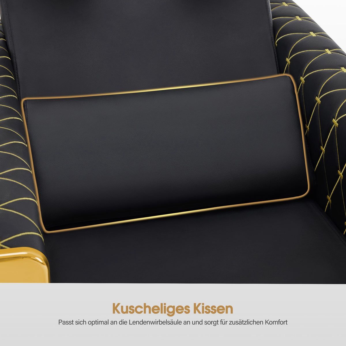 BP Friseurwaschbecken Friseur Waschplatz Waschsessel Rückwärtswaschbecken 8631 (Schwarz-Gold) – Bild 3