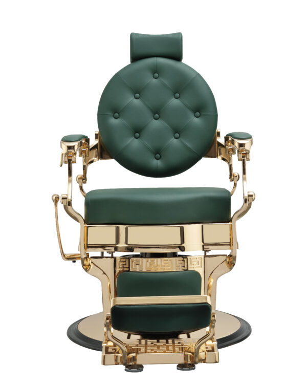 BUZZ GOLD - GREEN BARBER CHAIR / Barberstuhl Herrenfrisierstuhl – Bild 2
