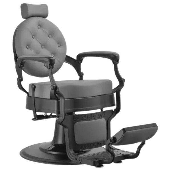 BUZZ BLACK - GREY BARBER CHAIR / Barberstuhl Herrenfrisierstuhl