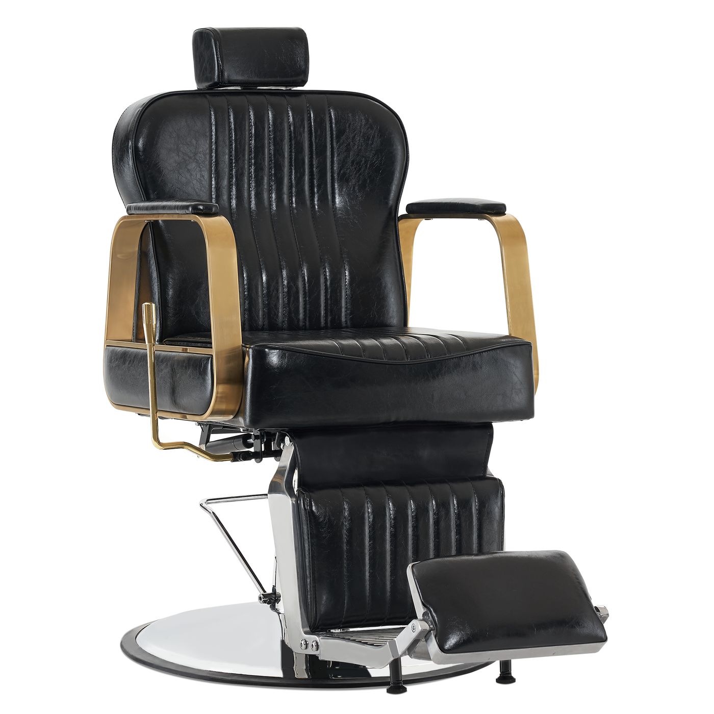 BP Friseurstuhl Kippbar Friseursessel mit Kopfstütze 360° Drehbar & Höhenverstellbar Friseureinrichtung Retro mit Hydraulikpumpe Kunstleder 9238