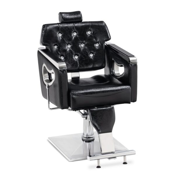 BP Friseurstuhl mit Kopfstütze Barber Stuhl mit Hydraulikpumpe Friseursessel Höhenverstellbar für Herren Damen Bedienungsstuhl 360° Drehbar & Kippbar Friseureinrichtung Retro Vintage Kunstleder 8132