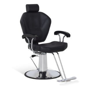 BP Friseurstuhl mit Kopfstütze Friseurstühle mit Hydraulikpumpe 360° Drehbar Friseureinrichtung Höhenverstellbar Barber Stuhl PVC Kunstleder 8816