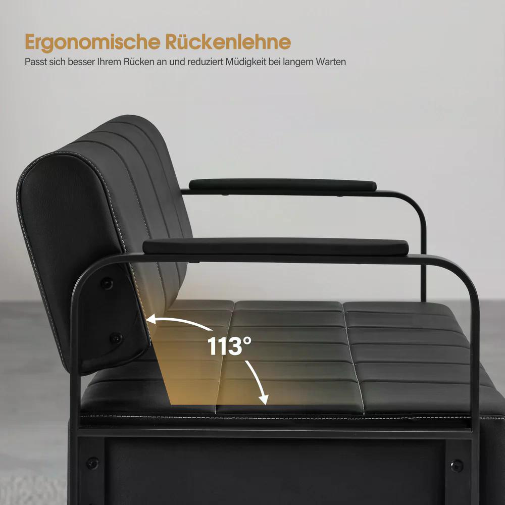BP 3er Sitzbank mit Goldenen Armlehne W528 Schwarz-Gold / Schwarz-Schwarz – Bild 12