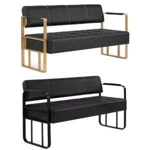 BP 3er Sitzbank mit Goldenen Armlehne W528 Schwarz-Gold / Schwarz-Schwarz