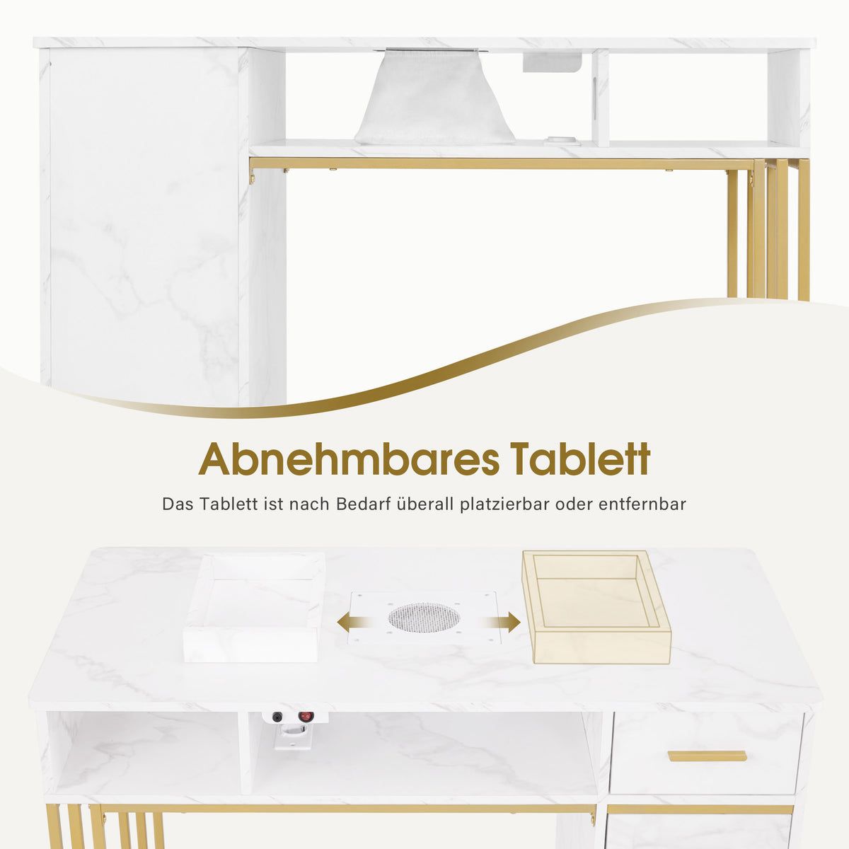 BP Manikürtisch mit 3 Schubladen & 2 Ablagen Nageltisch mit Absaugung 2 Staubsaugerbeuteln 2472 – Bild 5