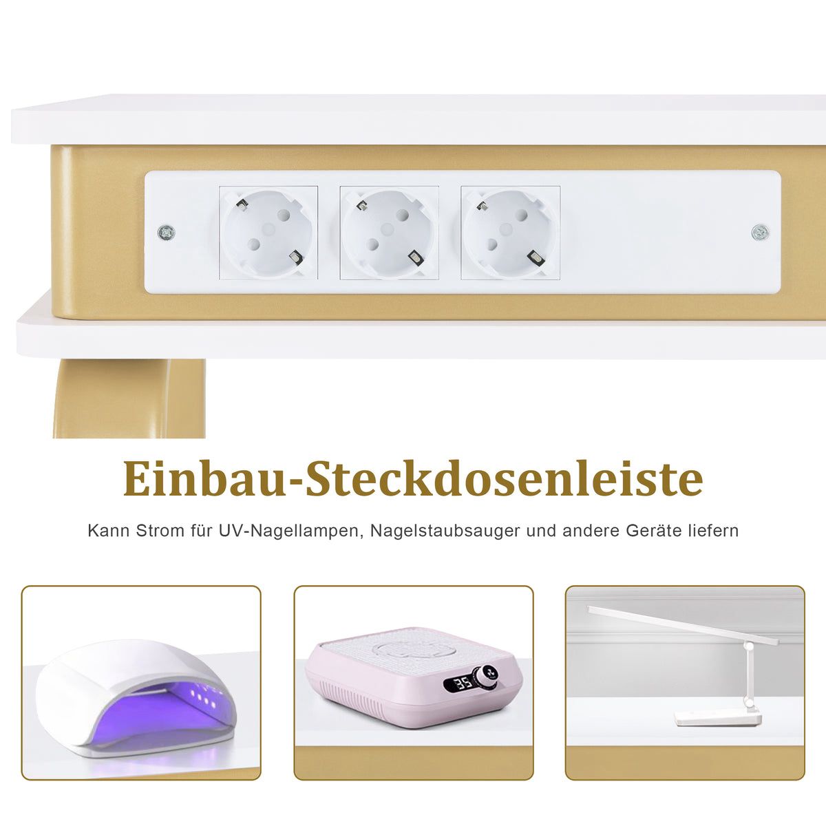 BP Manikürtisch mit Schubladen für Nagelstudio Nageltisch mit 3 Steckdosen 2484 – Bild 4