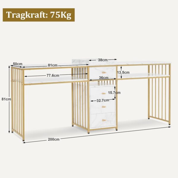 BP Manikürtisch Doppelter Manikurtisch mit Schubladen für Nagelstudio Nageltisch 2413 – Bild 2