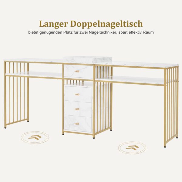 BP Manikürtisch Doppelter Manikurtisch mit Schubladen für Nagelstudio Nageltisch 2413 – Bild 3