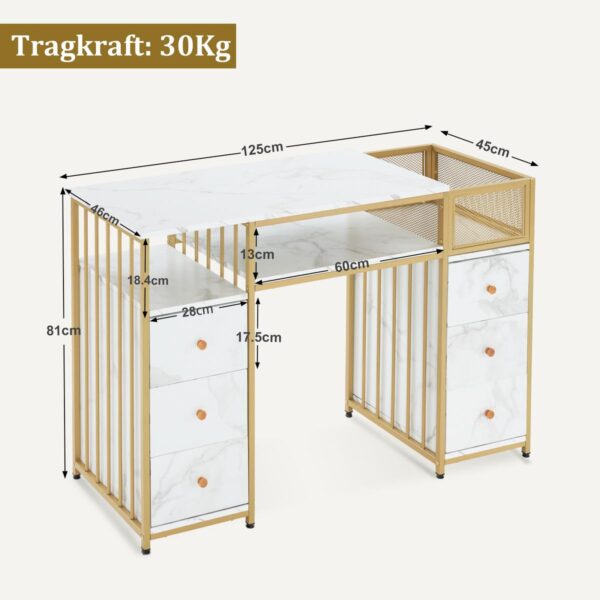 BP Manikurtisch Schminktisch mit 6 Schubladen Nageltisch 2425 Weiß – Bild 2