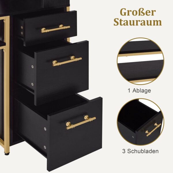 BP Manikurtisch Schminktisch mit 3 Schubladen Nageltisch 2420 Schwarz – Bild 3
