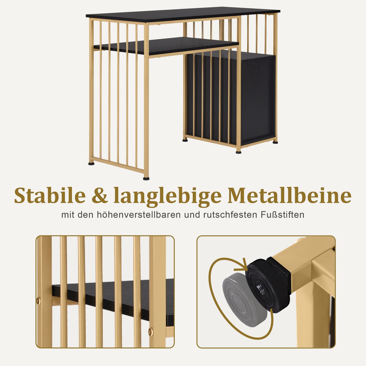 BP Manikurtisch Schminktisch mit 3 Schubladen Nageltisch 2407 Schwarz – Bild 4