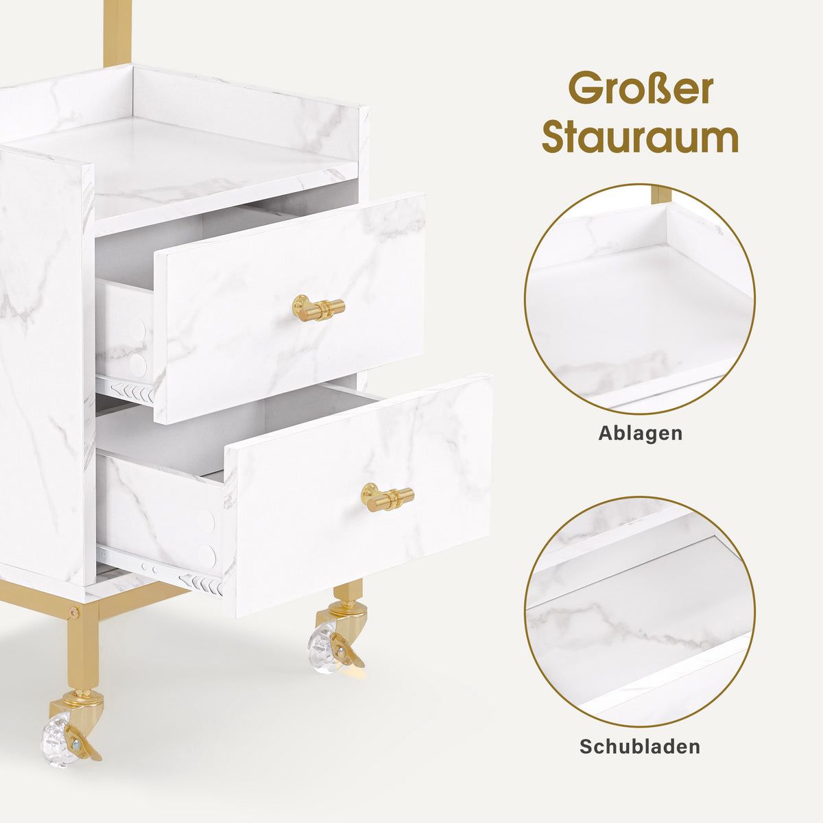 BP Arbeitswagen Friseurwagen Werkzeugwagen Salon Trolley 0029 Weiß – Bild 3