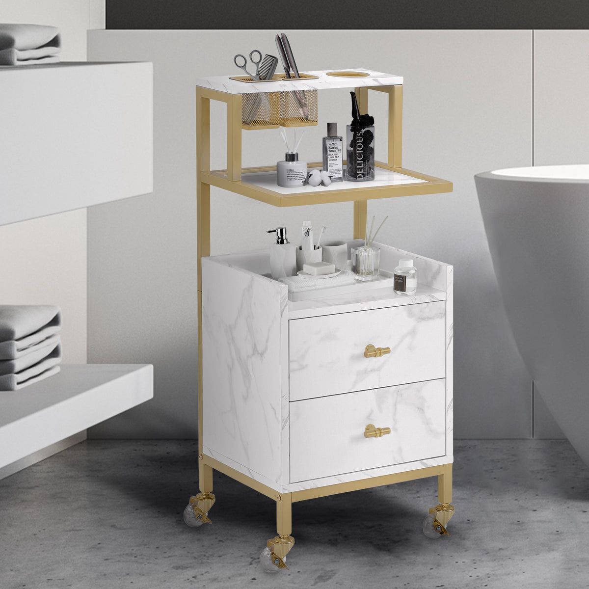 BP Arbeitswagen Friseurwagen Werkzeugwagen Salon Trolley 0029 Weiß – Bild 8