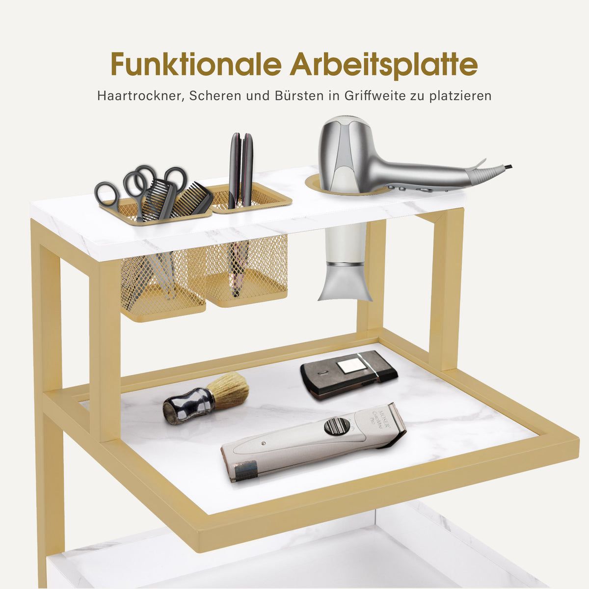 BP Arbeitswagen Friseurwagen Werkzeugwagen Salon Trolley 0029 Weiß – Bild 5