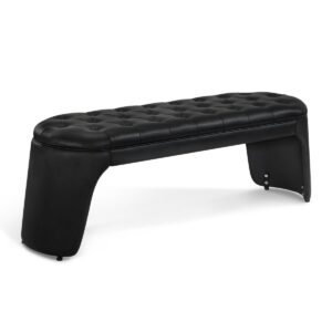 BP 3er Sitzbank Wartebank ohne Rückenlehne Chester Design W510 Schwarz/Kunstleder ( 160cm x 46cm x 54cm )