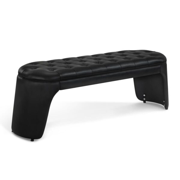 BP 3er Sitzbank Wartebank ohne Rückenlehne Chester Design W510 Schwarz/Kunstleder ( 160cm x 46cm x 54cm )