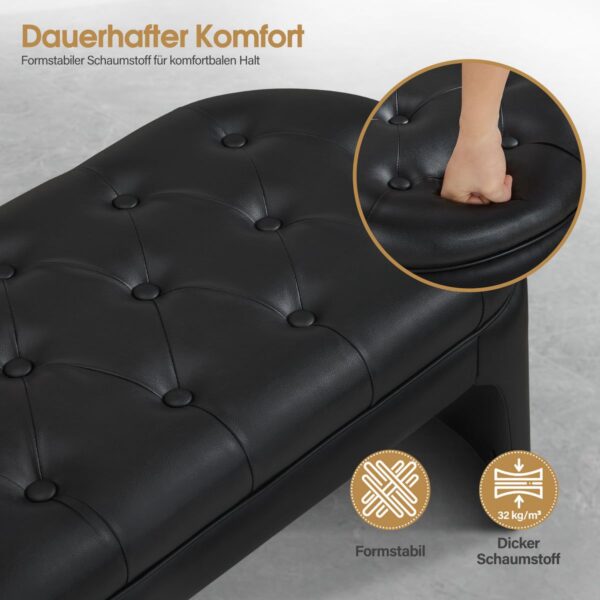 BP 3er Sitzbank Wartebank ohne Rückenlehne Chester Design W510 Schwarz/Kunstleder ( 160cm x 46cm x 54cm ) – Bild 4