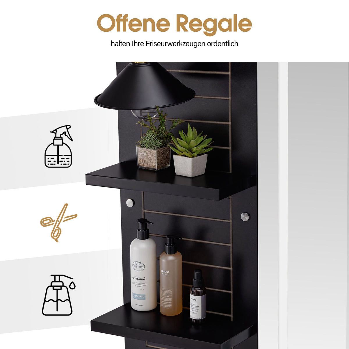 BP Friseurplatz Bedienplatz Arbeitsplatz mit 2 Schubladen, 2 Schränke und 4 Ablagen - mit LED Beleuchtung 3169 – Bild 7