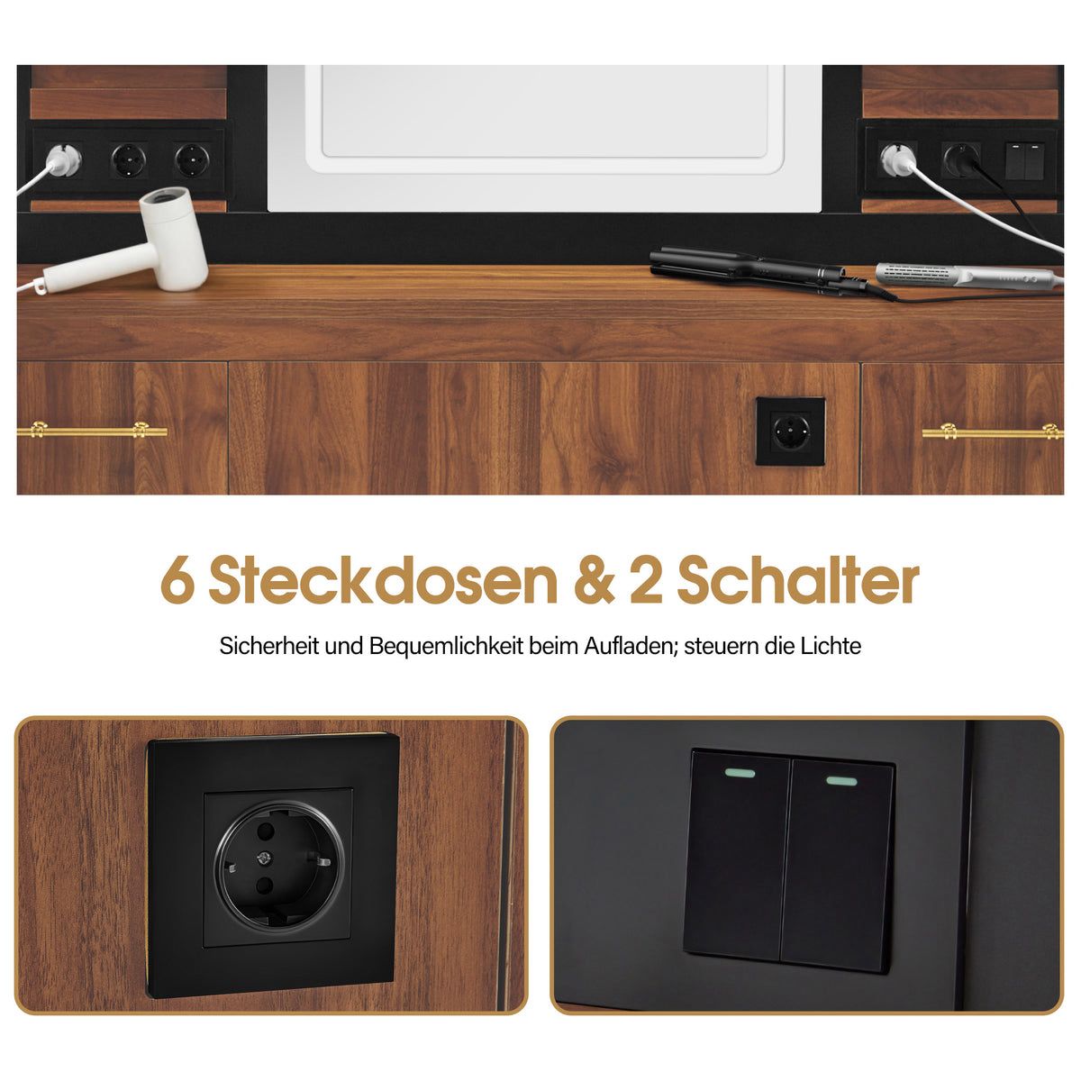 BP Friseurplatz Bedienplatz Arbeitsplatz mit 2 Schubladen, 2 Schränke und 4 Ablagen – mit LED Beleuchtung 3167 – Bild 3